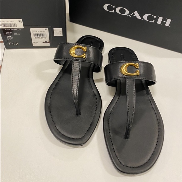 Coach Shoes - Coach sandals size 6.5 black with gold hard wear Coach Shoes - Coach sandals size 6.5 black with gold hard wear